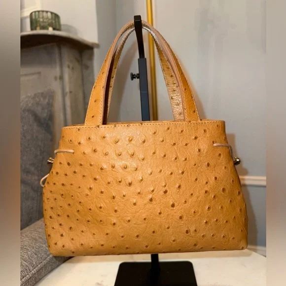 Furla Vintage Ostrich Embossed Leather Two Way Bag (EUC) and Dustbag - Picture 4 of 16